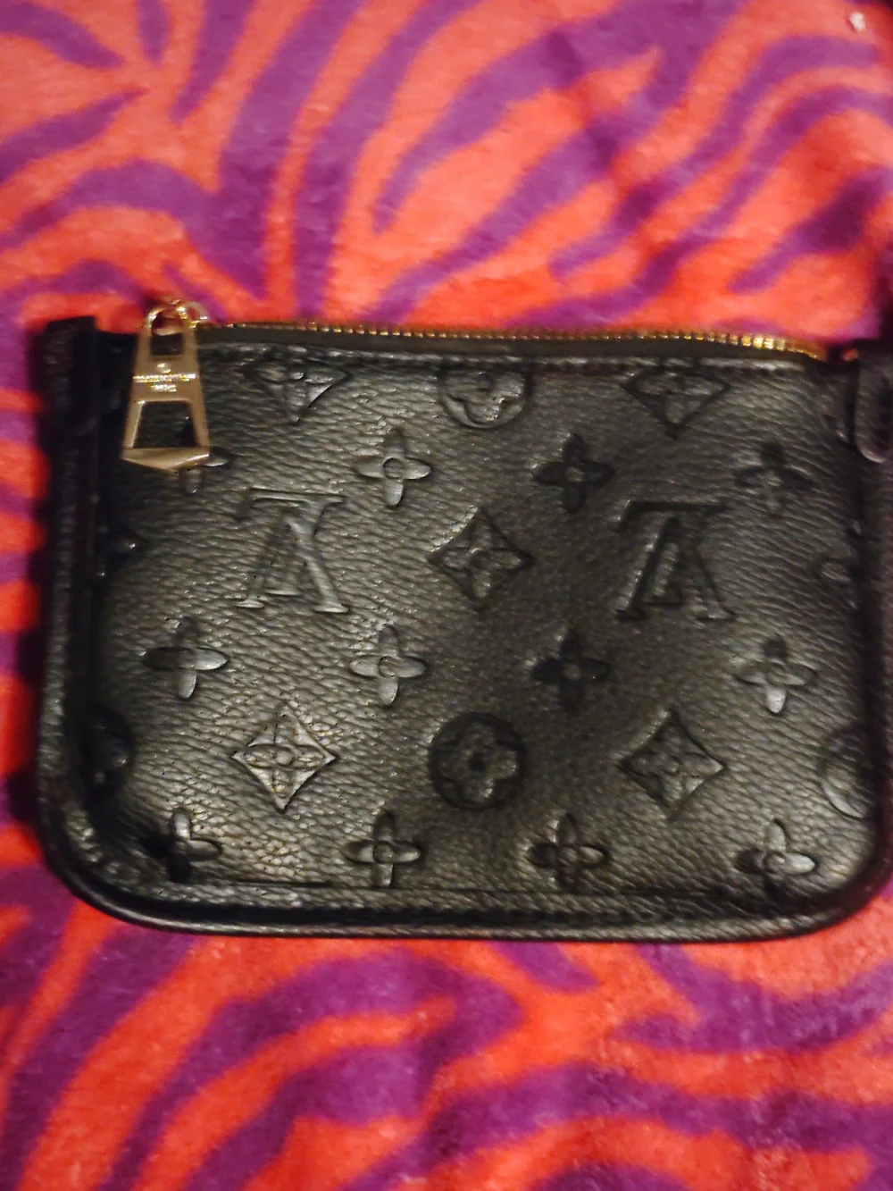Louis Vuitton Black Embossed Shoulder Bag with Coin Pouch